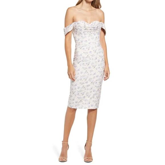 Lavish Alice Dresses & Skirts - Lavish Alice Bardot Cowl Neck off the Shoulder Cocktail Dress Ditsy Floral Sz 2